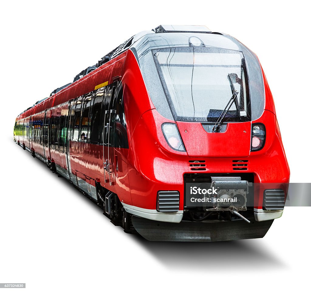 Tren de alta velocidad moderno aislado sobre blanco - Foto de stock de Tren libre de derechos