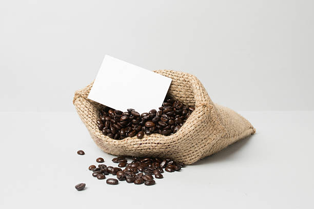 istock Coffee sack with business card 637326156