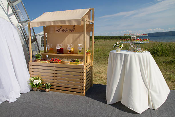 Lemonade pavilion on a wedding day stock photo