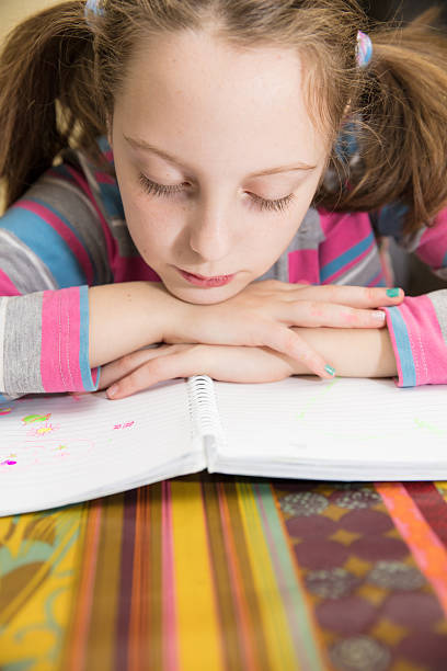 istock Little girl drawing at home 637331976