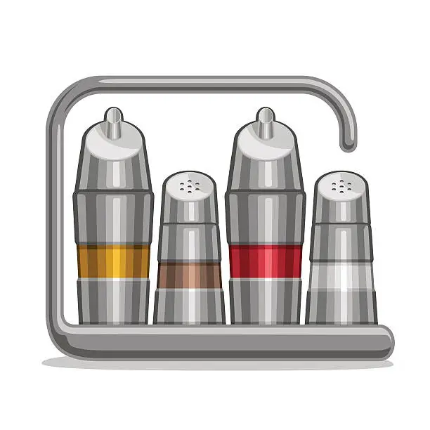 Vector illustration of Set metal Shakers for salt and pepper