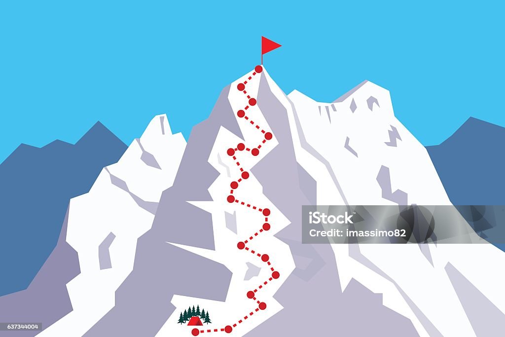 Route zum Top - Lizenzfrei Berg Vektorgrafik