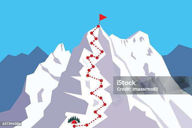 Route Zum Top Stock Vektor Art und mehr Bilder von Berg - Berg, Felsklettern, Bergsteigen