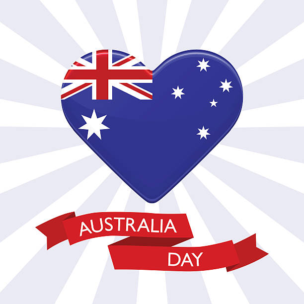 ilustrações de stock, clip art, desenhos animados e ícones de australia day background for national celebration on 26th january - australia australia day celebration flag