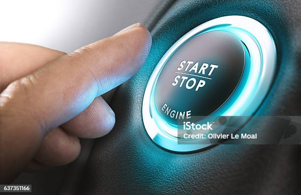 Car Start And Stop Button Stock Photo - Download Image Now - Beginnings, Car, Engine