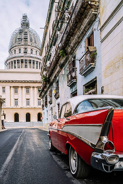 istock Red American in Havana 637351710