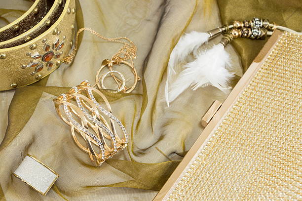 istock Golden colored women accessories 637353876