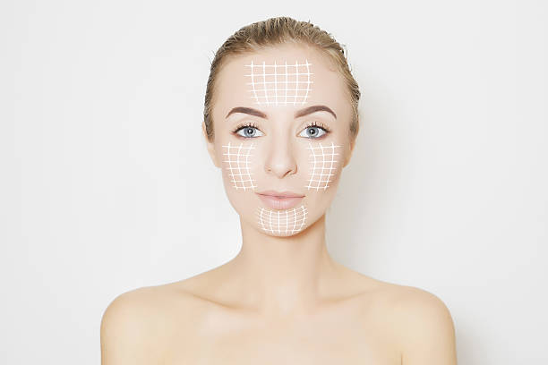 istock woman face portrait with lifting marks 637354086