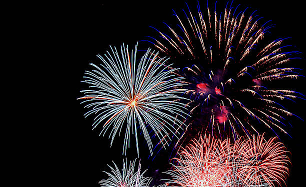 istock Fireworks celebration with super moon in the city 637354446