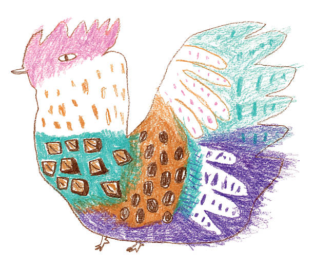 ilustraciones, imágenes clip art, dibujos animados e iconos de stock de dibujo de gallos - dibujo de niño