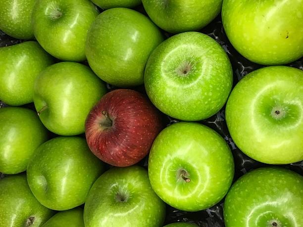 istock Red apple with geren apples 637359826