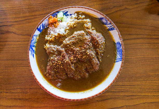 Delicious japanese burger curry rice bowl.