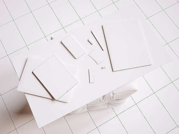 istock White branding stationery mockup scene. 3D illustration 637363846
