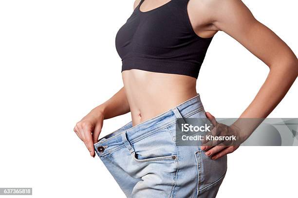 Diet Concept And Hanppy Woman Stock Photo - Download Image Now - Loss, Defeat, Weight
