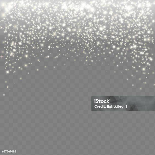 Falling Snow On A Transparent Background Abstract White Glitter Snowflake Stock Illustration - Download Image Now