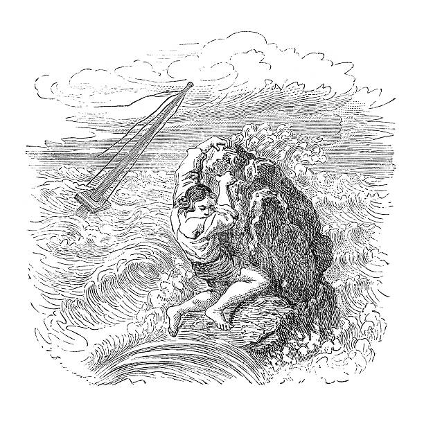 robinson crusoe z tonącym statkiem stranding 1881 - crusoe zdjęcia i obrazy z banku zdjęć