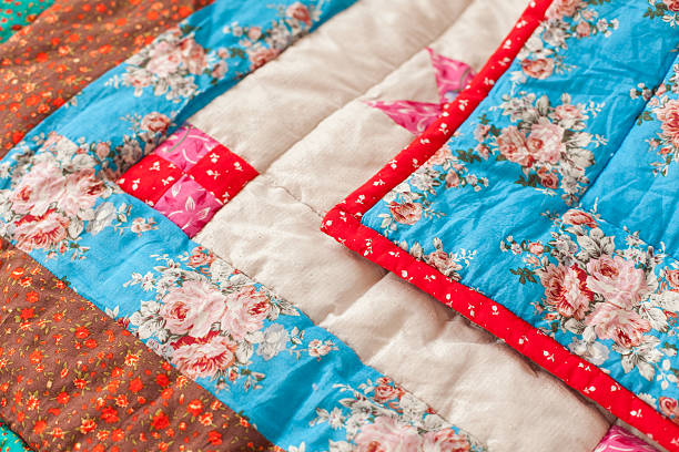 istock Patchwork quilt. Part of blanket as background. 637370222