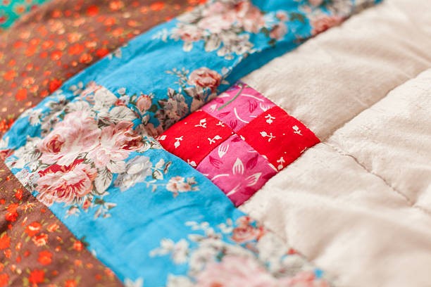 istock Patchwork quilt. Part of blanket as background. 637370256