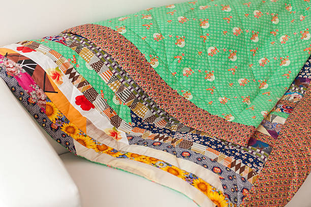 istock Patchwork quilt. Part of blanket as background. 637370448