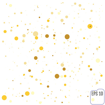 Abstract geometric modern background. Vector illustration.Shiny backdrop. Texture of gold foil. Art deco style. Polka dots, confetti.