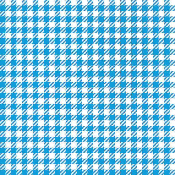 blau karierte tischdecken muster. - picnic checked tablecloth pattern stock-grafiken, -clipart, -cartoons und -symbole