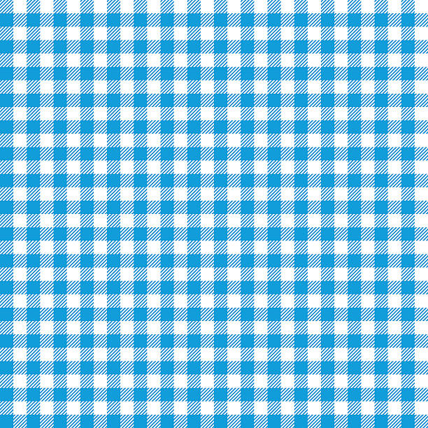 stockillustraties, clipart, cartoons en iconen met blue checkered tablecloths patterns. - table cloth