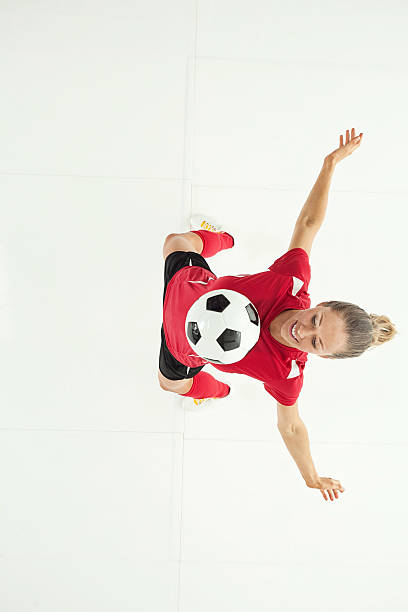 istock Above view of soccer player playing 637376254