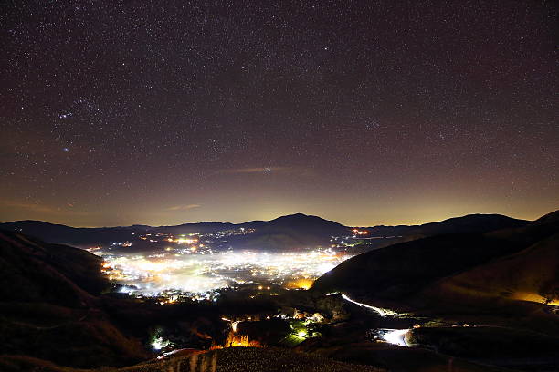 Night view and stars of Yufuin