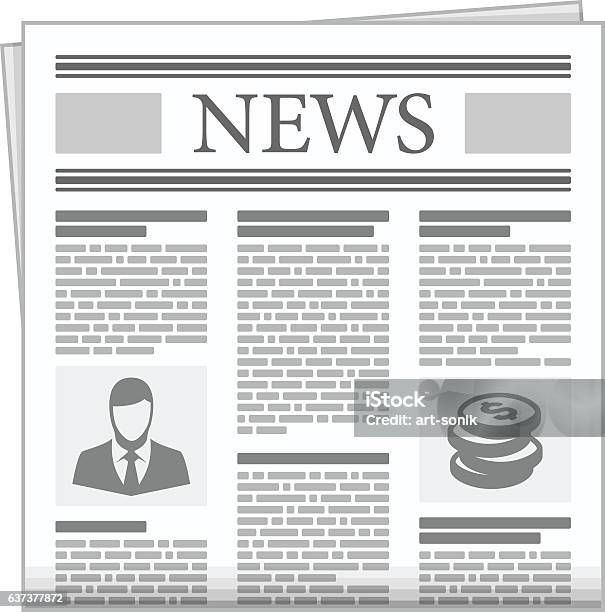 Folded Newspaper News With Articles Stock Illustration - Download Image Now - Newspaper, Advertisement, The Media