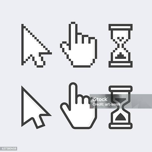 Pixelated And Smooth Vector Cursors Stock Illustration - Download Image Now - Cursor, Pixelated, Computer Mouse
