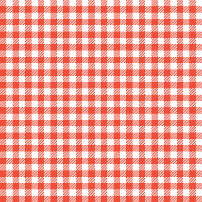 Seamless Checkered seamless Pattern. Red and white tablecloth background. Picnic gingham cloth template. Retro craft art print curtains fashioned style fabric vintage square.
