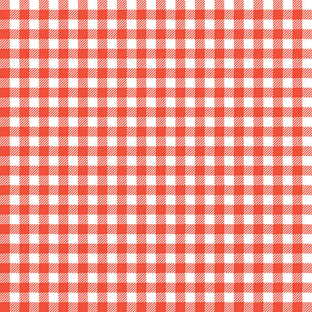 Red checkered tablecloths patterns. Seamless Checkered seamless Pattern. Red and white tablecloth background. Picnic gingham cloth template. Retro craft art print curtains fashioned style fabric vintage square. duvet illustrations stock illustrations