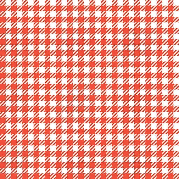 Vector illustration of Red checkered tablecloths patterns.