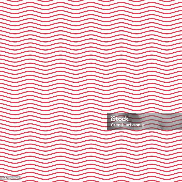 Red Seamless Wavy Line Pattern Stock Illustration - Download Image Now - Wave Pattern, Pattern, Wave - Water