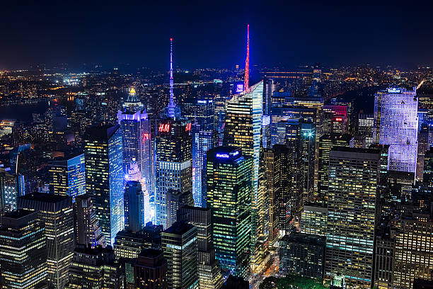 Nueva York, Estados Unidos - Times Square en la noche - foto de stock