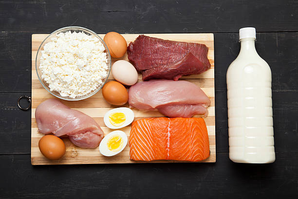 istock Proteins, fish, cheese, eggs, meat and chicken 637386266