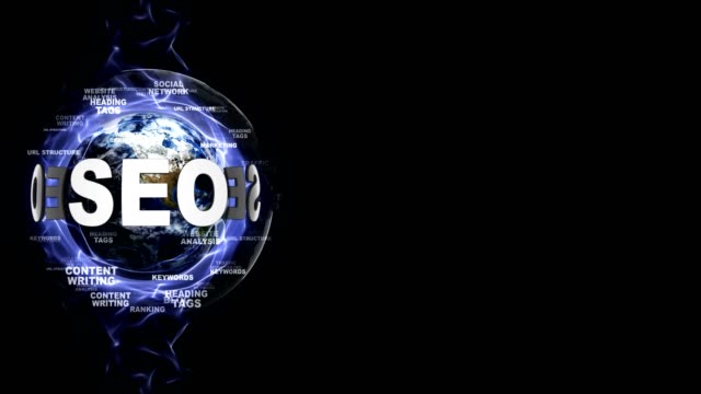 SEO Text Animation and Earth, with Keywords, Rendering, Animation, Loop