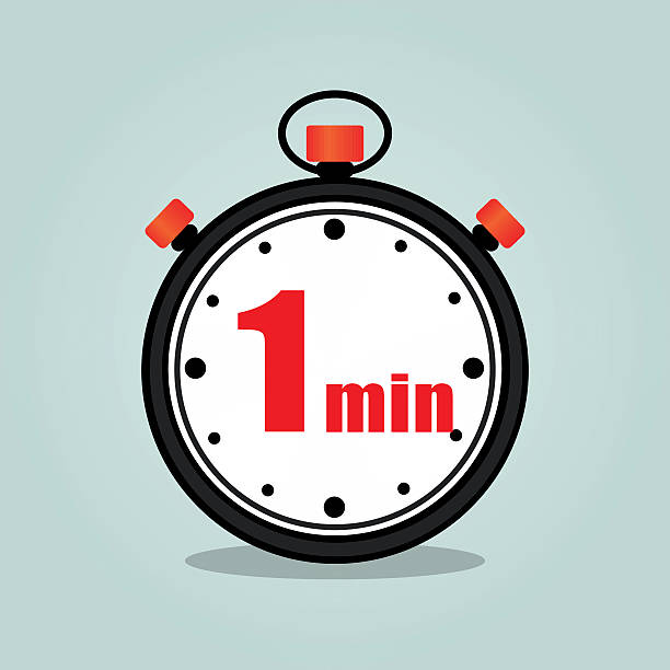 one minute stopwatch isolated Illustration of one minute stopwatch isolated icon minute hand stock illustrations