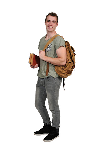 Man student with a back pack or book bag