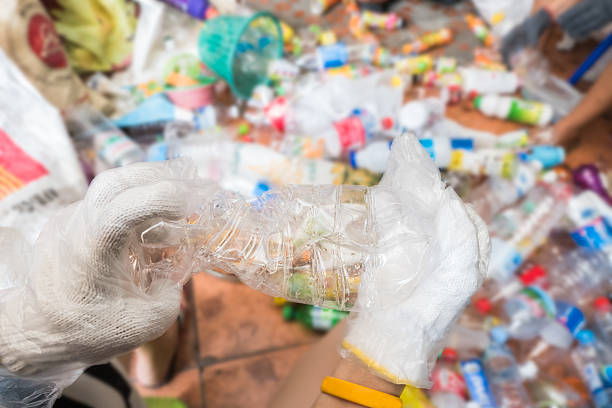 istock Recycling garbage and reusable waste management as old paper gla 637390476