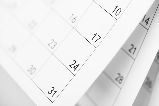 Calendar page with cross shape.