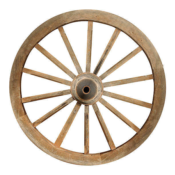 istock Single wooden cartwheel with clipping path 637393188