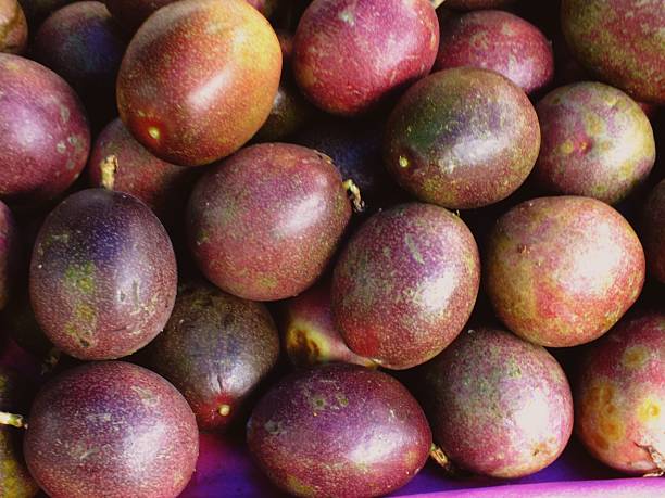 background of passion fruit in a local market at thailand