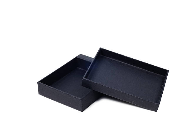 istock Navy blue color gift box on white background 637394540