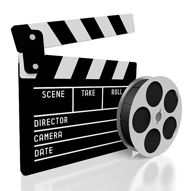 istock 3D film reel and clapperboard 637398670