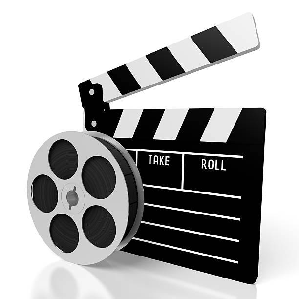 istock 3D film reel and clapperboard 637398732
