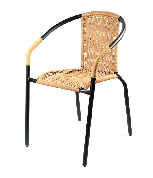 istock Metal and artificial rattan chair on White Background 637398834
