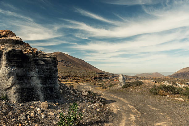 istock picturesque view of Lanzarotte desert with cliffs 637400344
