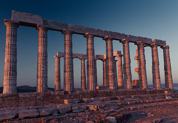 istock Poseidon Temple Ruins at sunset in Cape Sounion 637412908
