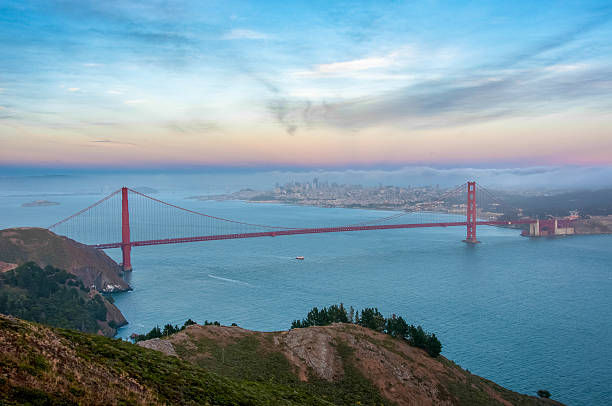 istock Golden Gate Bridge at sunset background, San Francisco 637414722